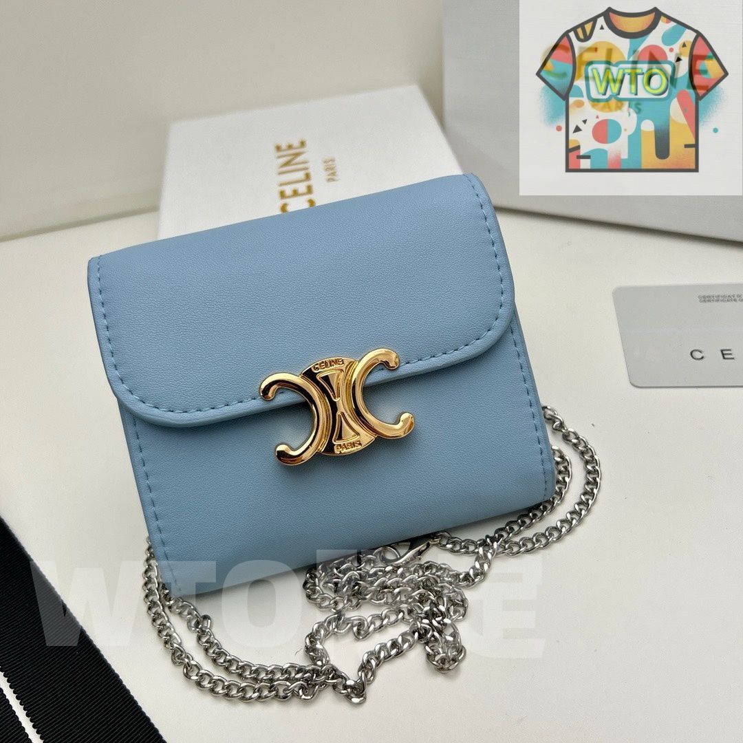 Celine トリオンフ チェーンウォレット 10783 本革&チェーン付き マルチ使い -WTO輸入-DOV60