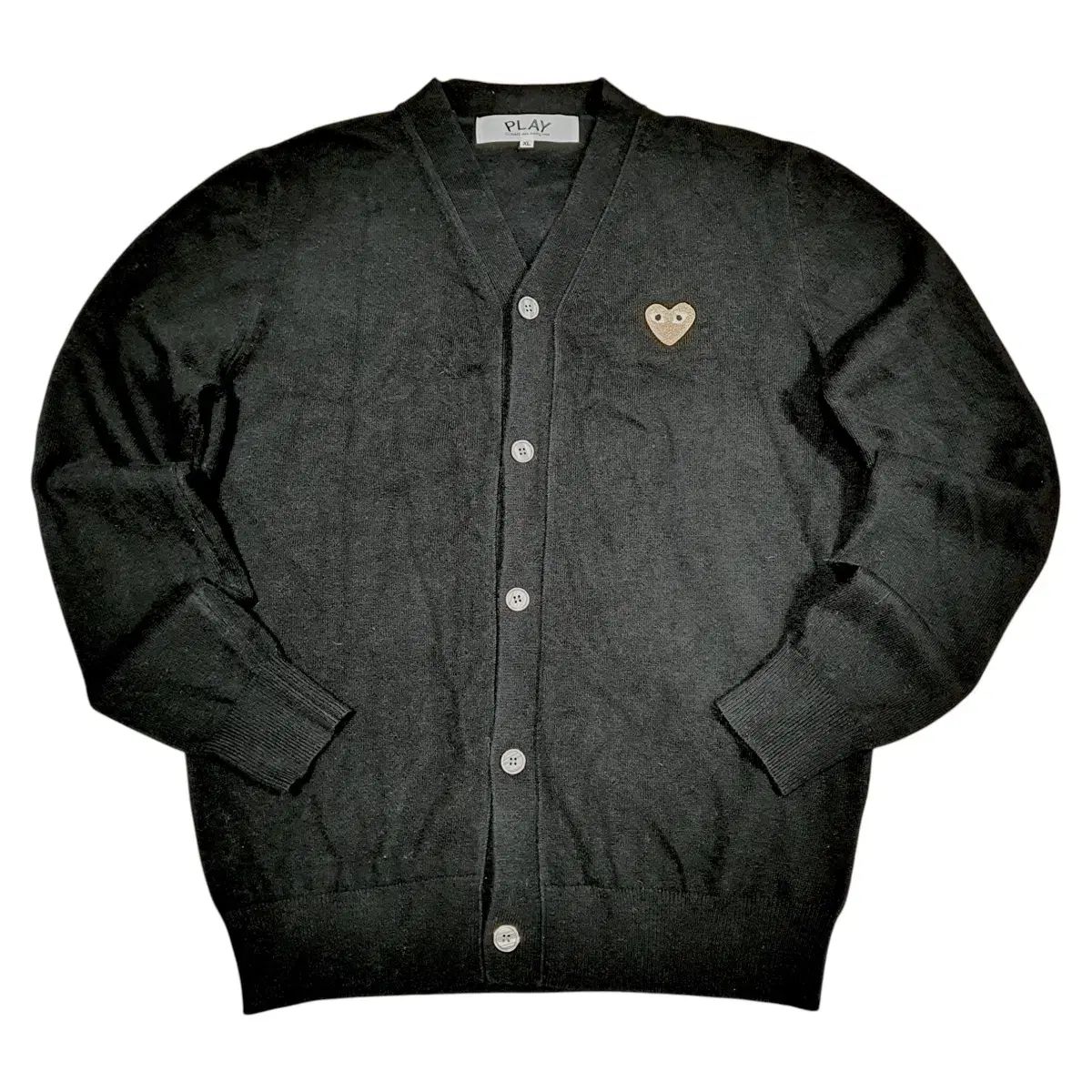 コム デ ギャルソン GOLDワッペン Vネック ブラック カーディガン