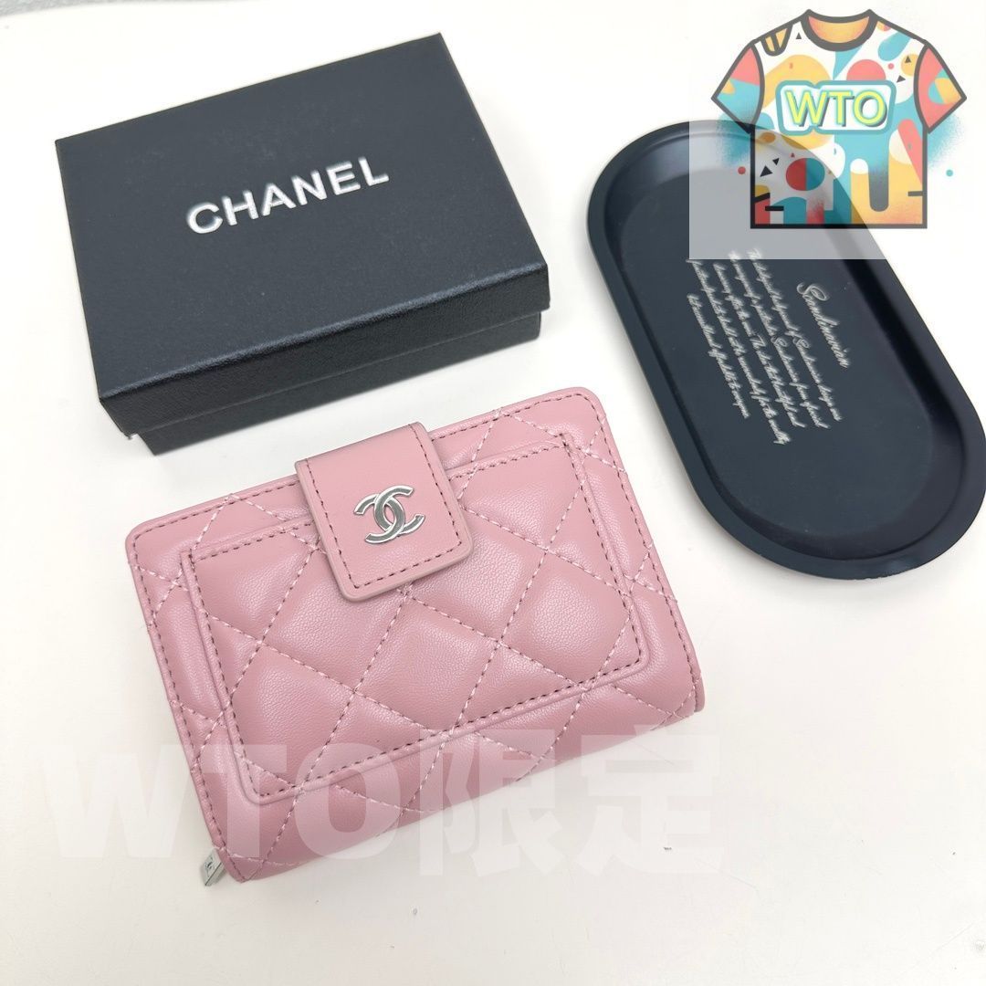 WTO通販 シャネル 8354 ミニウォレット ブラック&ピンク ラムレザー使用 コンパクトで なデザイン -WTO輸入-OTL63