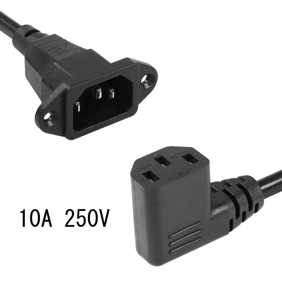 新品 CERRXIAN IEC 320 C14 オス C13 メス 90 ° アダプター PDU PSU