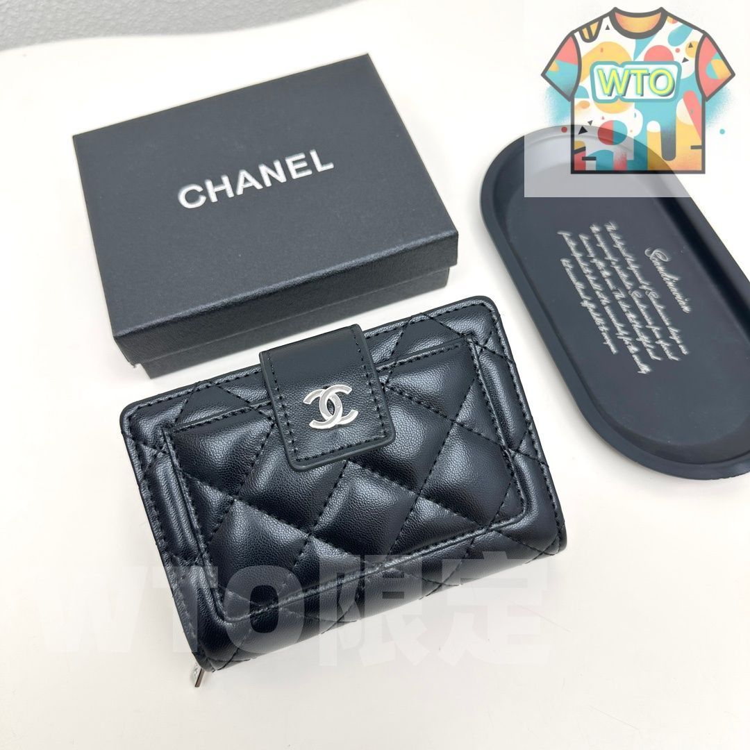WTO通販 シャネル 8354 ミニウォレット ブラック＆ピンク ラムレザー使用 コンパクトで なデザイン -WTO輸入-RJT11