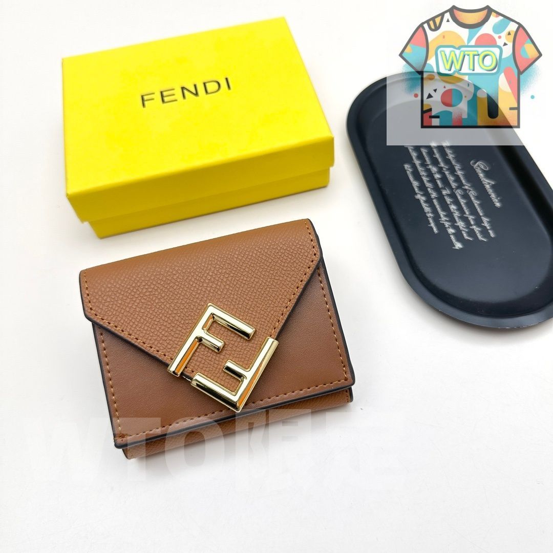WTO通販 Fendi 8352 ミニウォレット ブラック ダークブラウン エレファントグレー ブラウン レザー使用 コンパクトで実用的なデザイン -WTO輸入-ZKT35