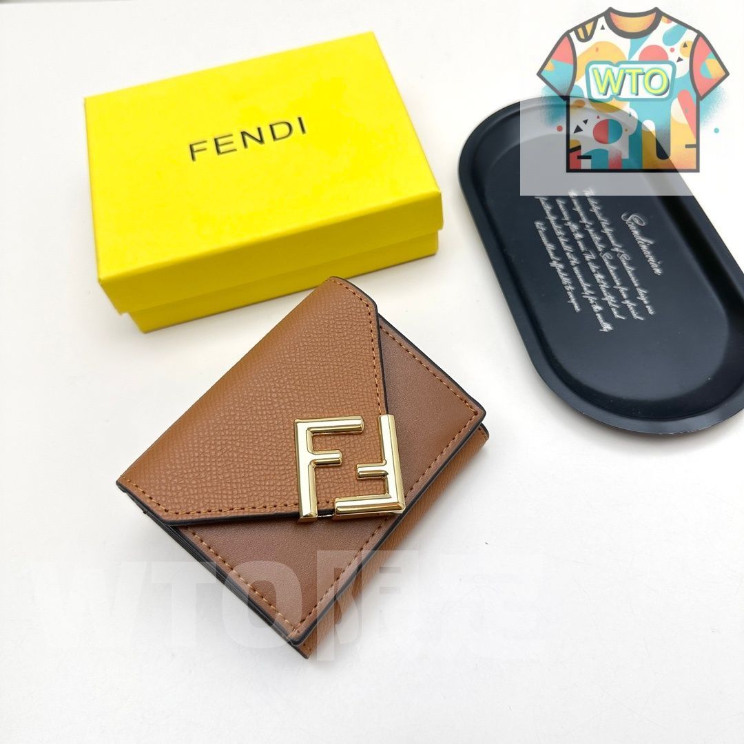 WTO通販 Fendi 8352 ミニウォレット ブラック ダークブラウン エレファントグレー ブラウン レザー使用 コンパクトで実用的なデザイン -WTO輸入-RIP 93
