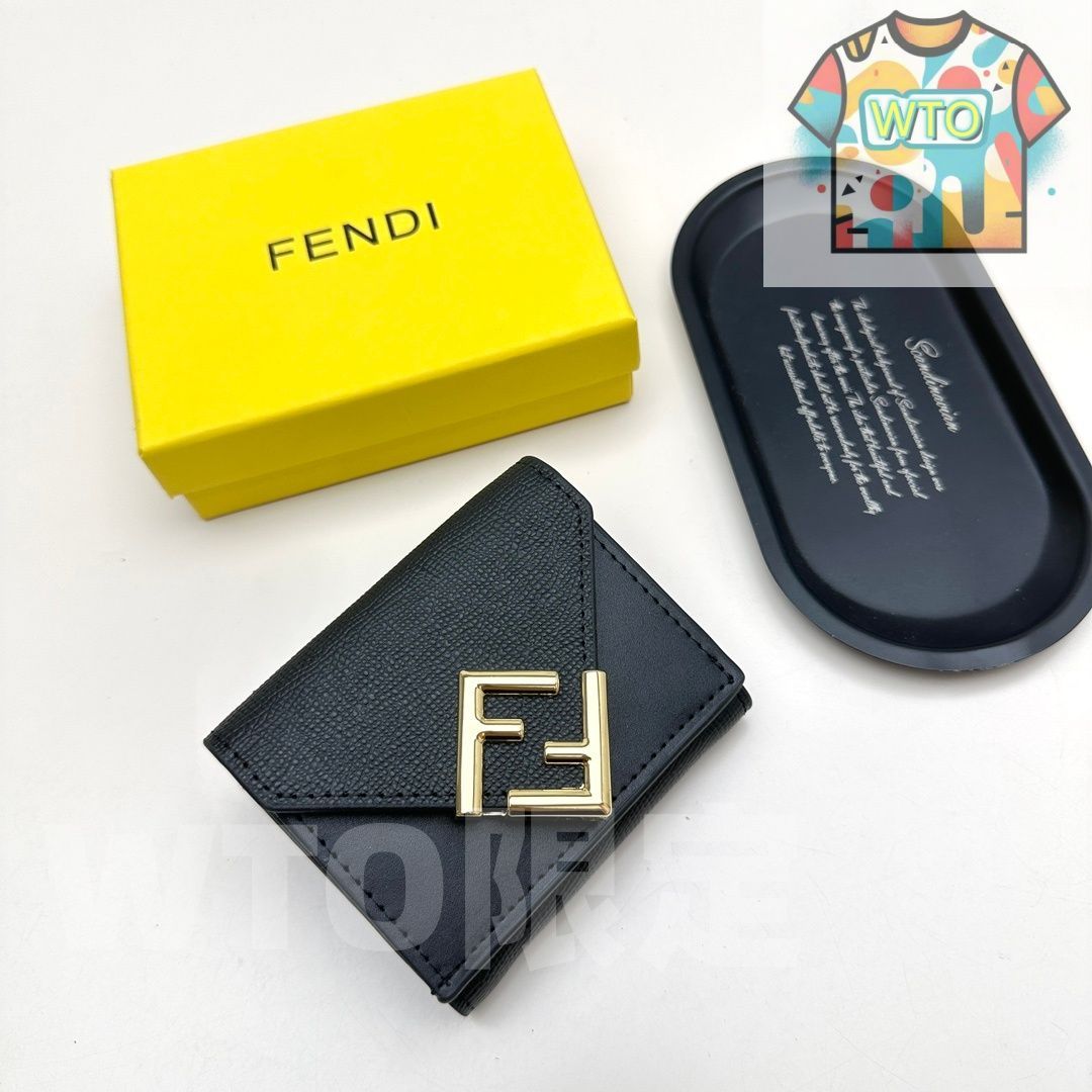 WTO通販 Fendi 8352 ミニウォレット ブラック ダークブラウン エレファントグレー ブラウン レザー使用 コンパクトで実用的なデザイン -WTO輸入-YFW35