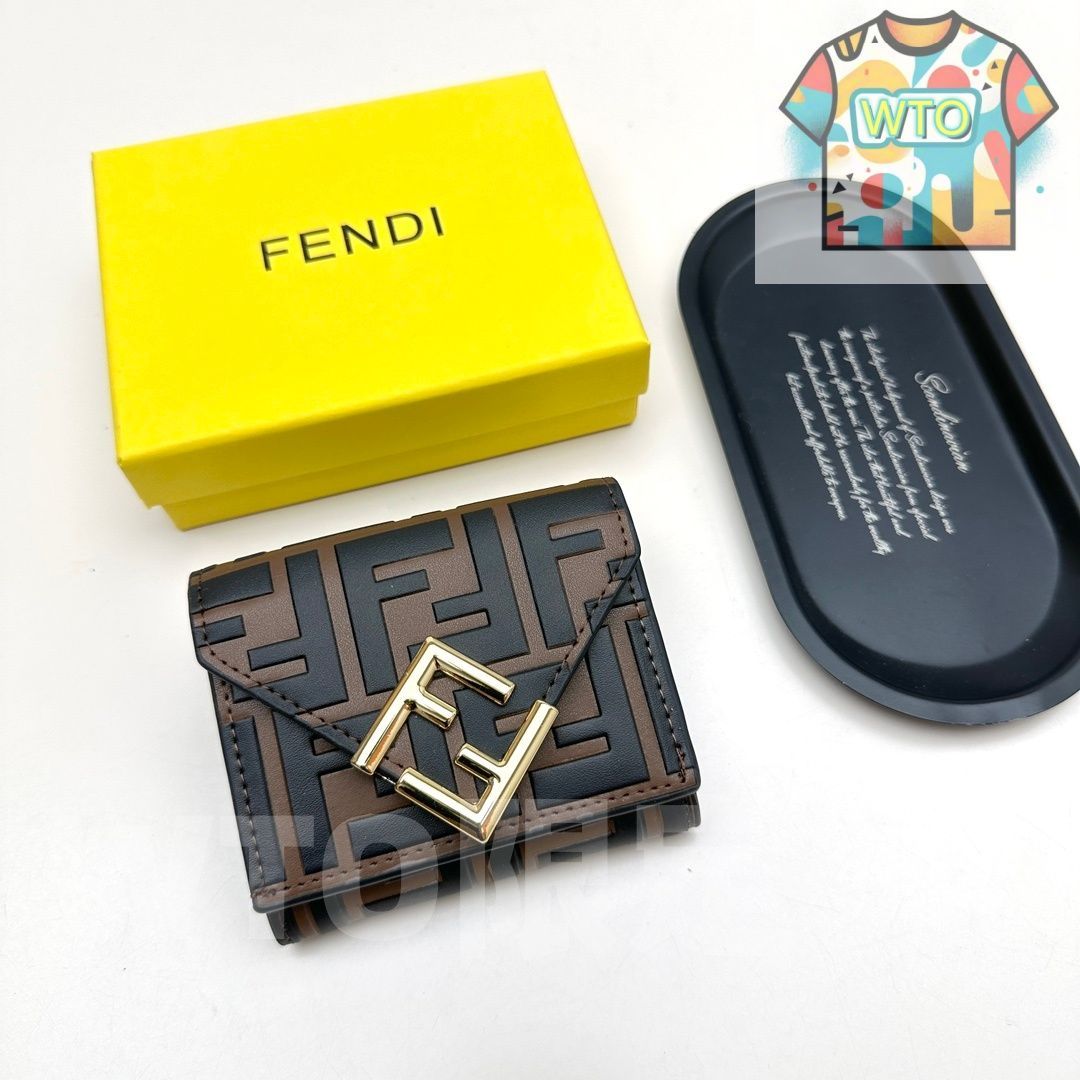 WTO通販 Fendi 8352 ミニウォレット ブラック ダークブラウン エレファントグレー ブラウン レザー使用 コンパクトで実用的なデザイン -WTO輸入-RXE52