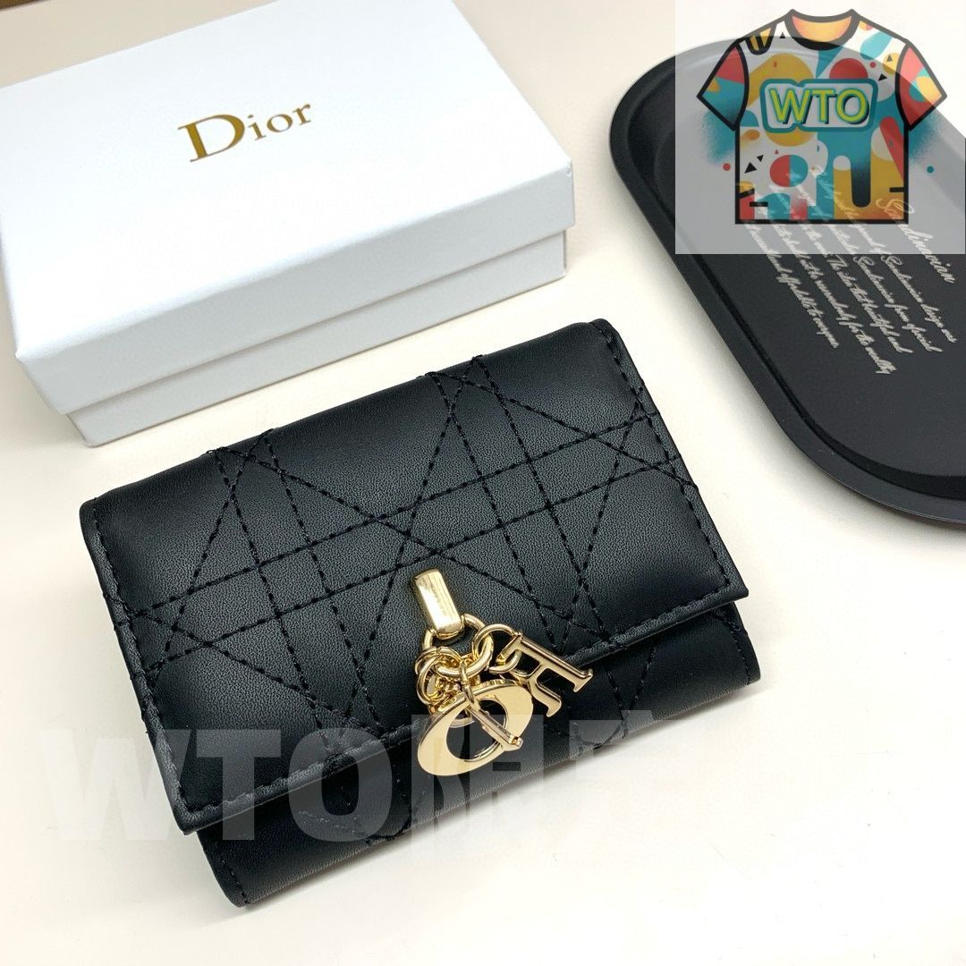 WTO通販 Dior 923 ミニレディディオールウォレット ブラック ベージュ ピンク ブルー ラムレザー使用 コンパクトで実用的なデザイン -WTO輸入-XHU55