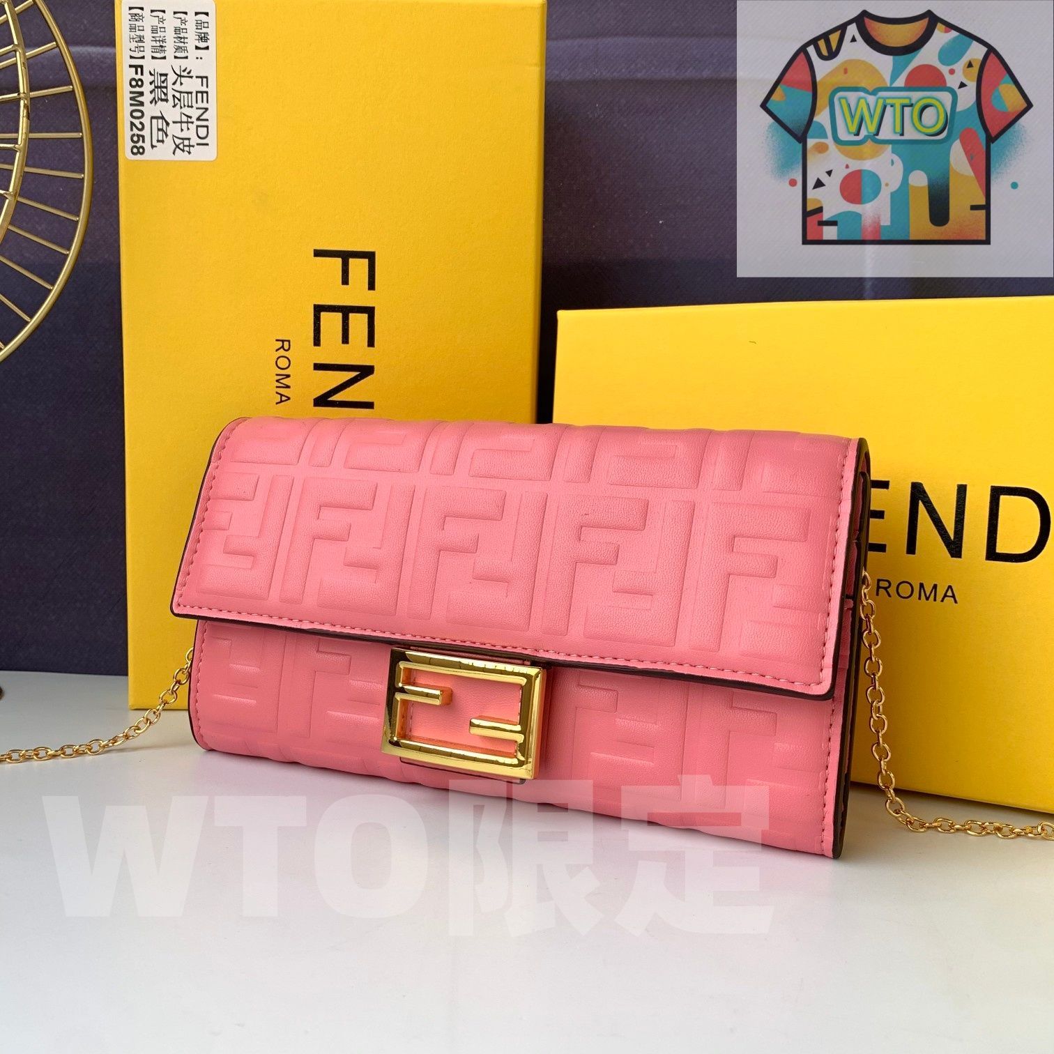 WTO通販 F8MO258 バゲット ロングウォレット ブルー 取り外し なショルダーストラップ付き ナパレザー使用 -WTO輸入-RJV21