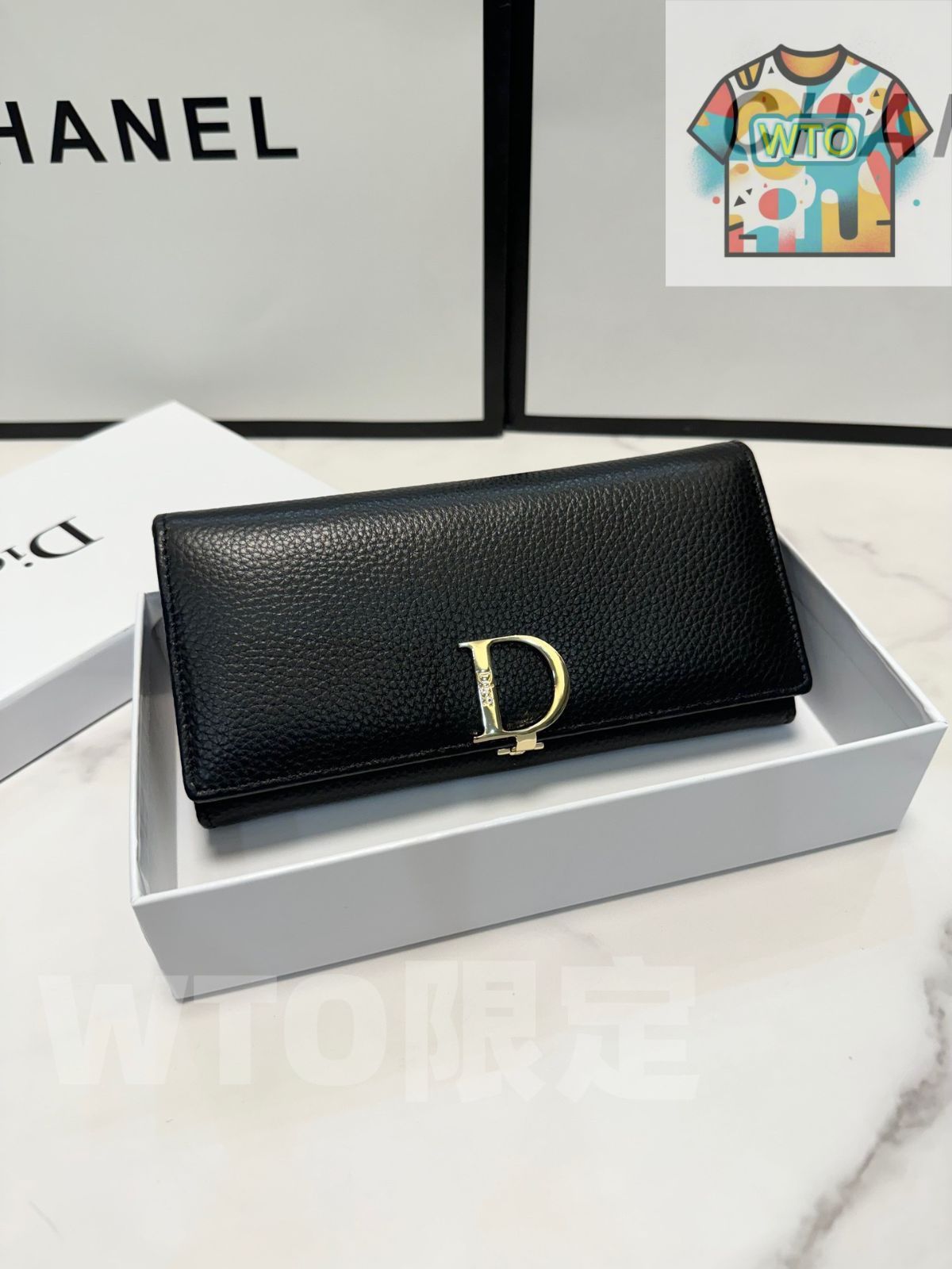 WTO通販 Dior レディースウォレット ブラック レザー使用 実用的でスタイリッシュなデザイン -WTO輸入-DTP02