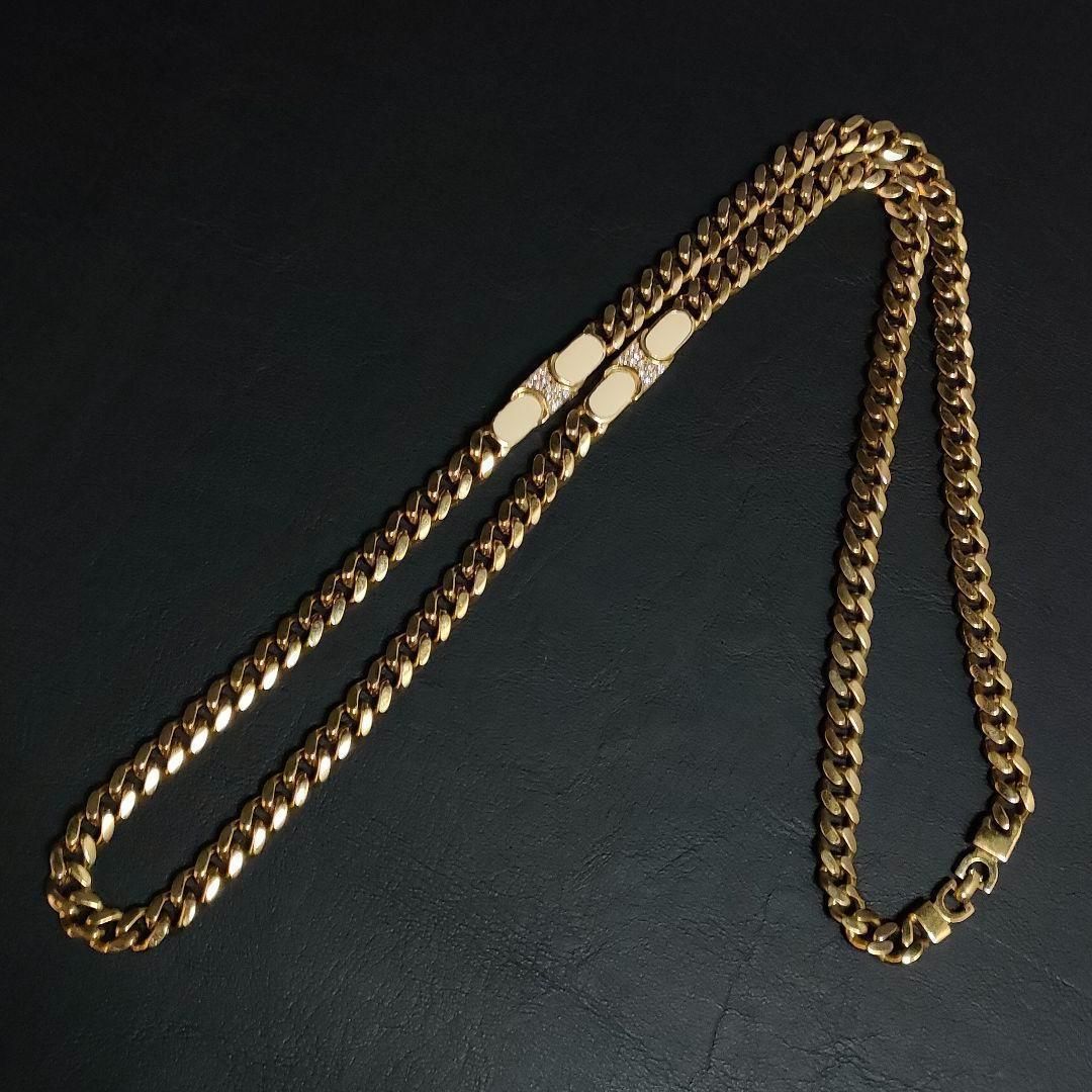 Dior ディオール ロング ネックレス ゴールド ラインストーン CD