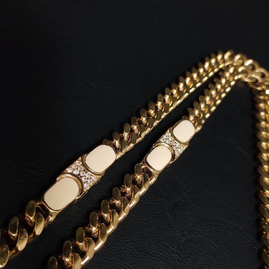  Dior ディオール ロング ネックレス ゴールド ラインストーン CD ネックレス アクセサリー