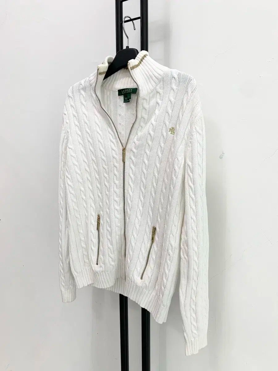  ローレン ラルフローレン LAUREN RALPH 白 ケーブル ニット 長袖 カーディガン ボレロ アンサンブル