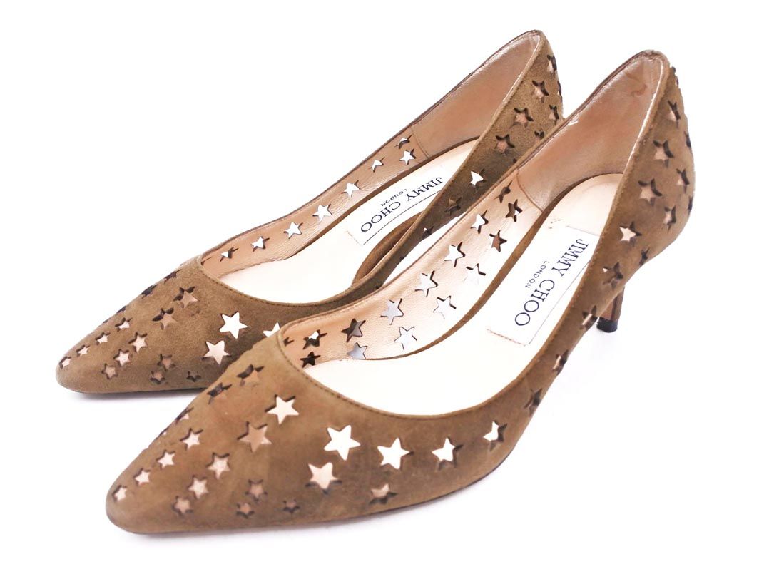 Jimmy Choo ジミーチュウ 星型 パンチング パンプス size 36 23ｃｍくらい カーキ レディース