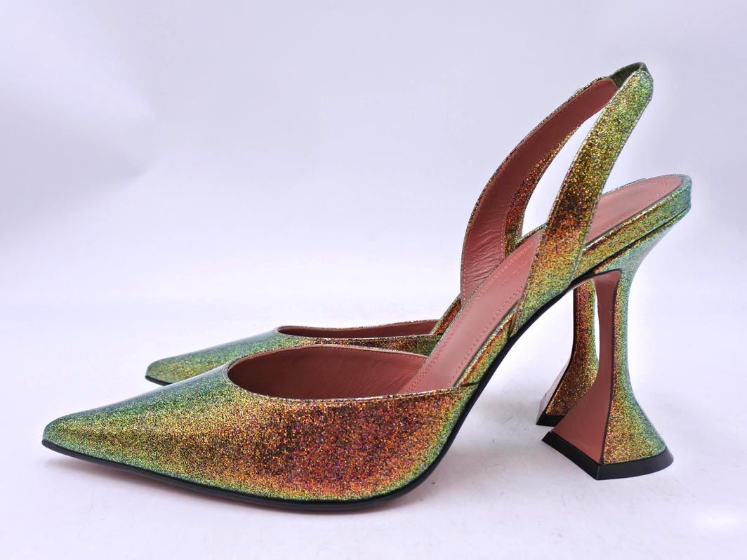 AMINA MUADDI アミナモアディ HOLLI SLING オープンバック パンプス size 37 23ｃｍくらい ゴールド レディース