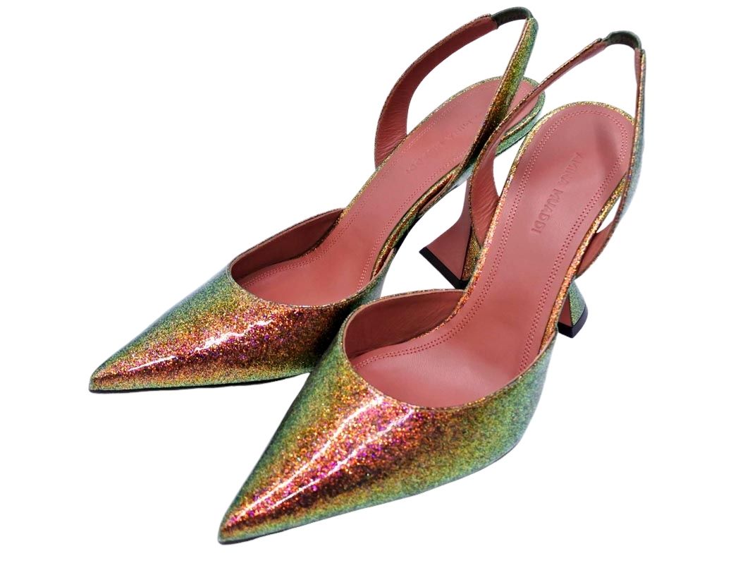 AMINA MUADDI アミナモアディ HOLLI SLING オープンバック パンプス size 37 23ｃｍくらい ゴールド レディース