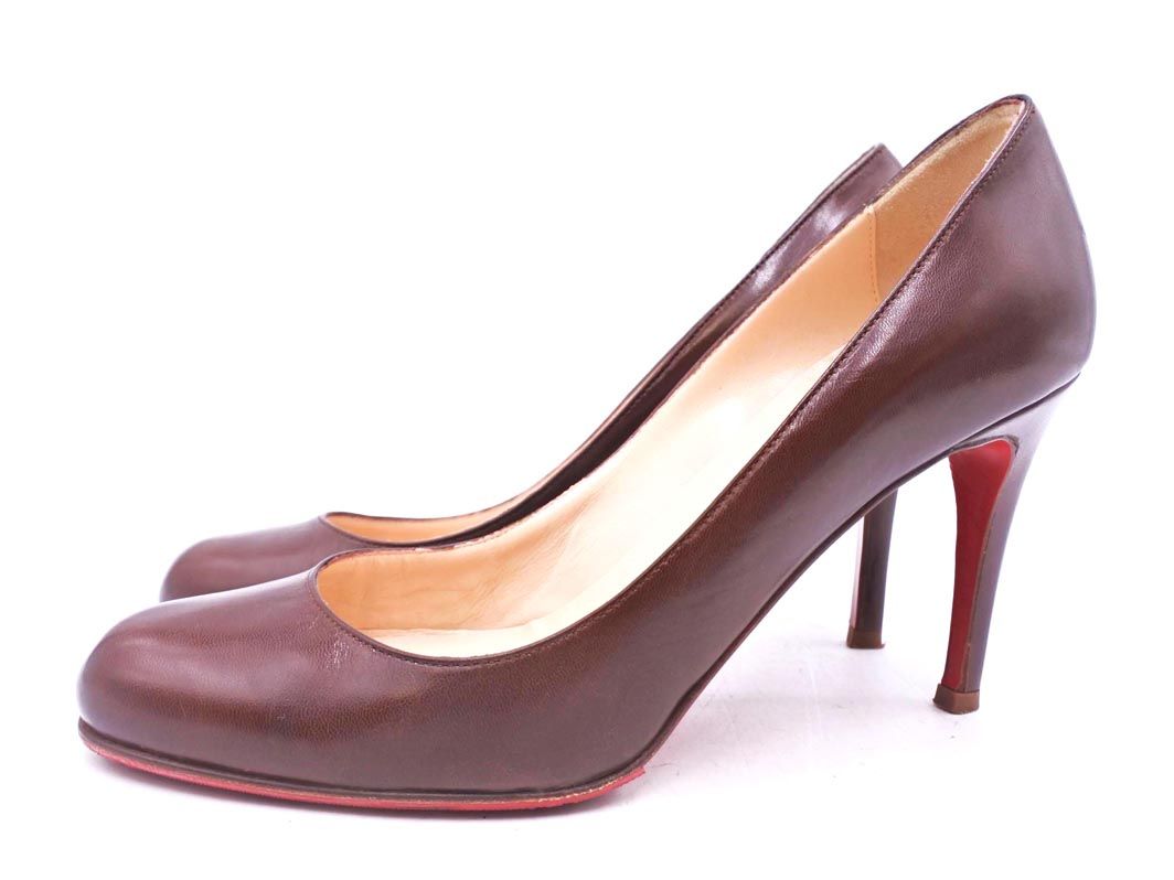 クリスチャン ルブタン レザー ハイヒール パンプス size 36 23ｃｍくらい 茶 レディース