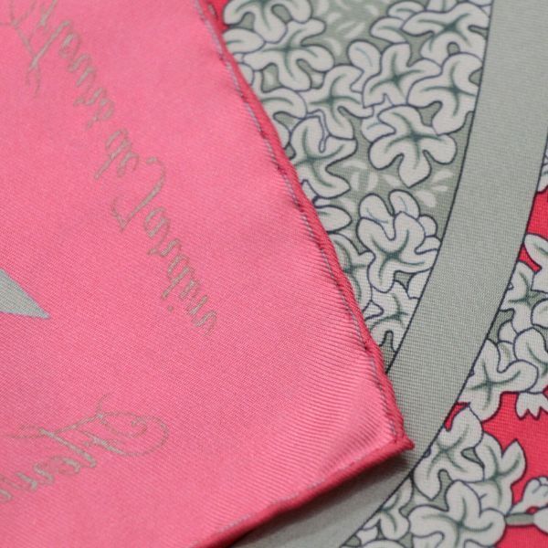  エルメス HERMES カレ90 Fleurs de L Opera オペラの花 大判スカーフ シルク100％ 赤系 72351 バンダナ スカーフ 小物