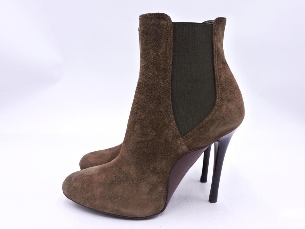 Ralph Lauren ラルフローレン スウェード サイドゴア ヒール ショート ブーツ size 7.5 25.5ｃｍくらい カーキ レディース