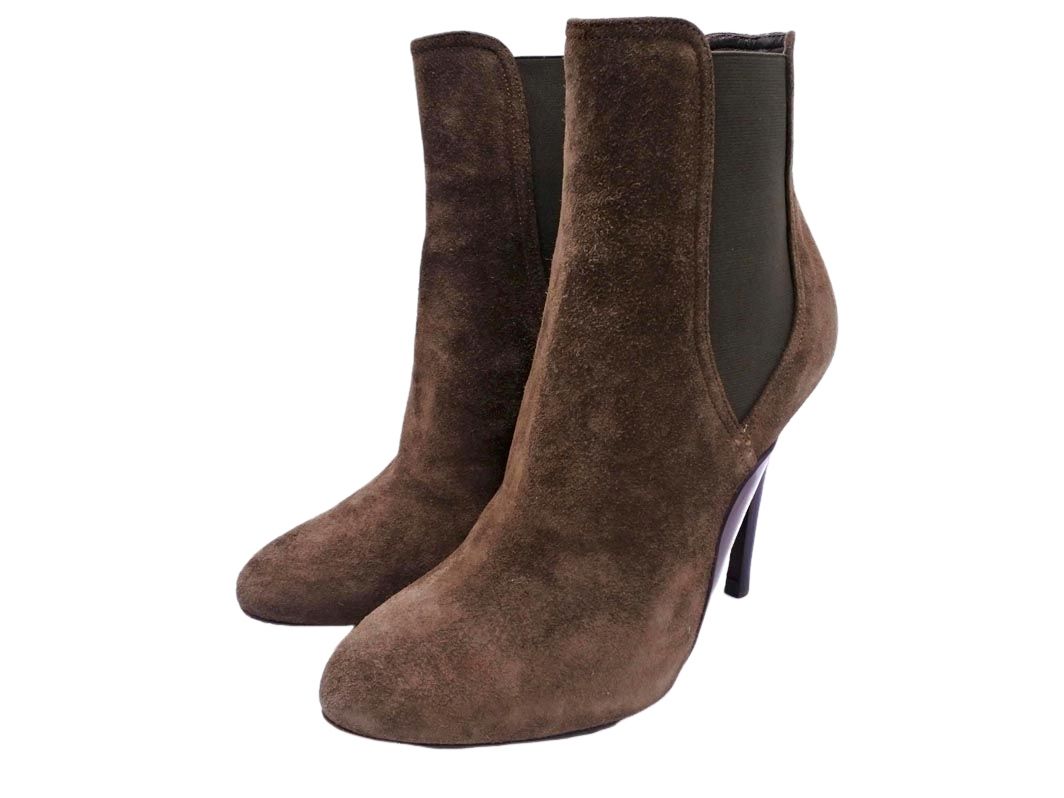Ralph Lauren ラルフローレン スウェード サイドゴア ヒール ショート ブーツ size 7.5 25.5ｃｍくらい カーキ レディース