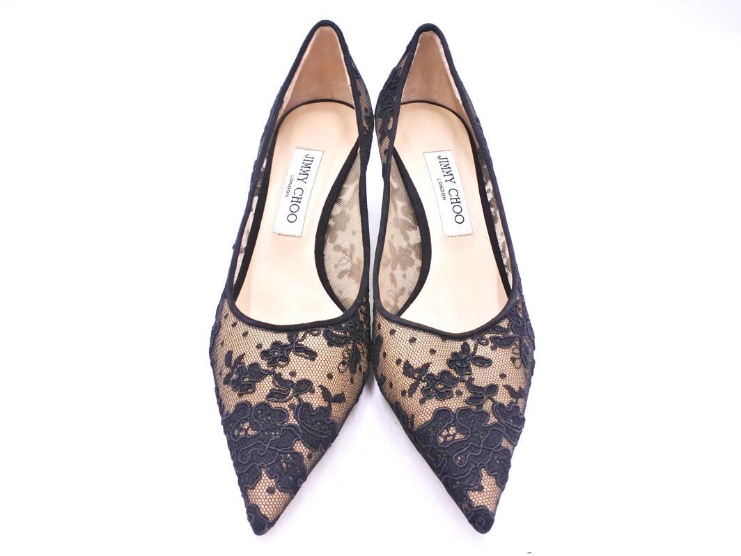  Jimmy Choo ジミーチュウ ロミーフラワーレース パンプス size 39.5 24.5ｃｍくらい ベージュｘ黒 レディース ハイヒール パンプス パンプス