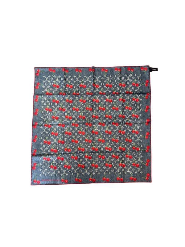LOUIS VUITTON ルイヴィトン モノグラム チェリー M 96389 村上隆 ブルー × レッド スカーフ B 08862