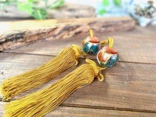 メーカー直送 九谷焼 風鎮 掛け軸用 ショップ 青粒+金花詰(傑作) 小玉