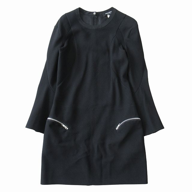 13AW ジュンヤワタナベ JUNYA WATANABE コムデギャルソン COMME des GARCONS ウール ワンピース ドレス カットソー 長袖 アーカイブ AD2013 JL-O021 サイズM 黒 ブラック レディース