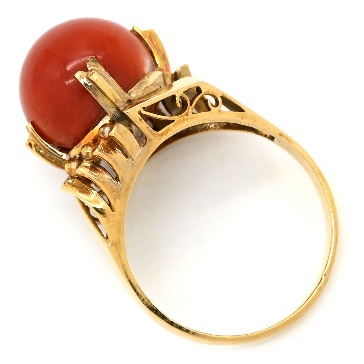 リング 指輪 珊瑚リング K 18 YG 珊瑚 イエローゴールド サンゴ 11.5号