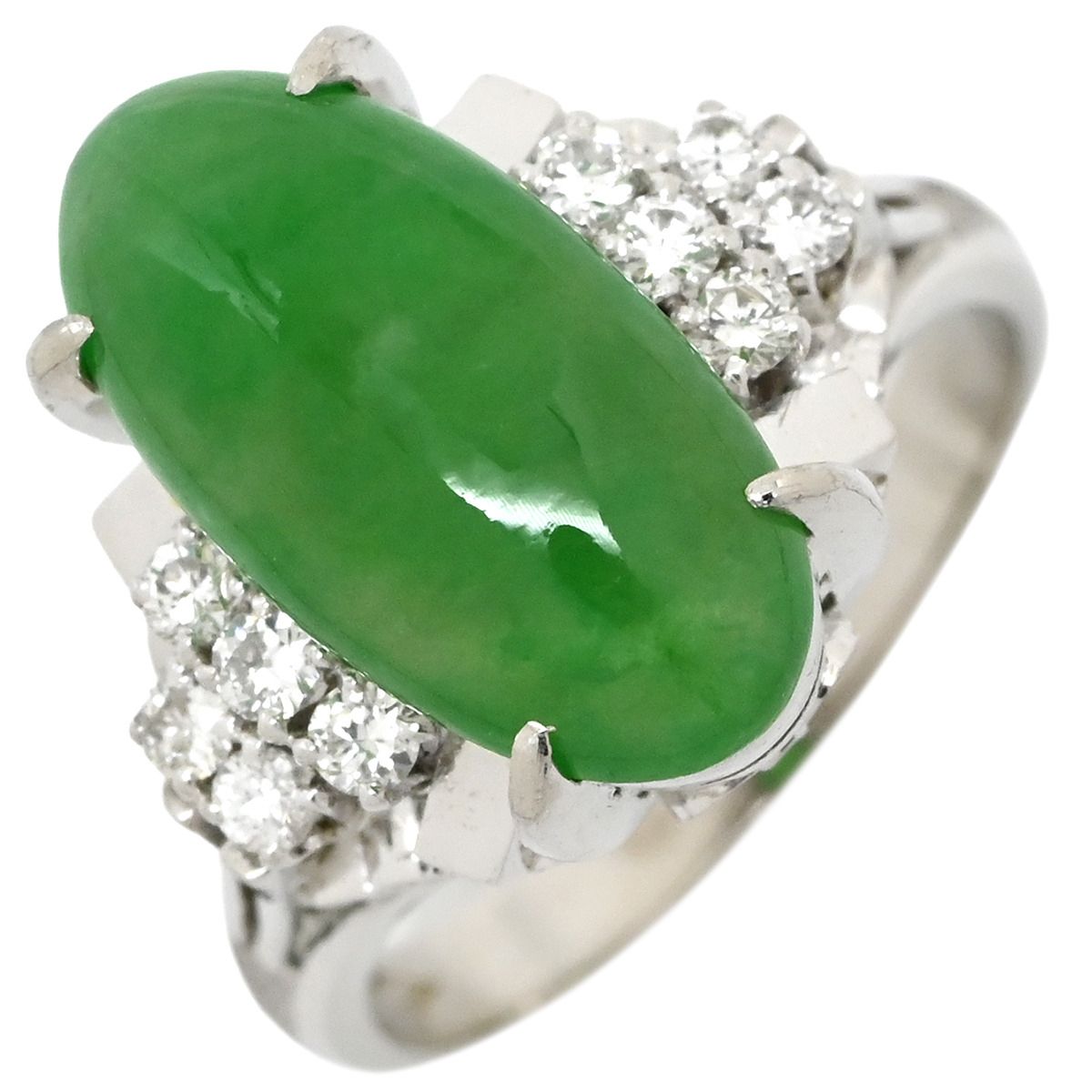 リング 指輪 ヒスイ ダイヤリング Pt 900 ダイヤモンド プラチナシルバー 翡翠 グリーン PM 11号