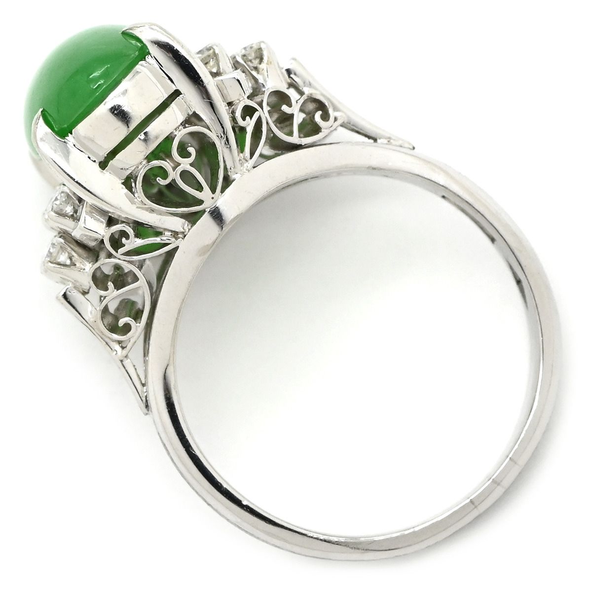 リング 指輪 ヒスイ ダイヤリング Pt 900 ダイヤモンド プラチナシルバー 翡翠 グリーン PM 11号