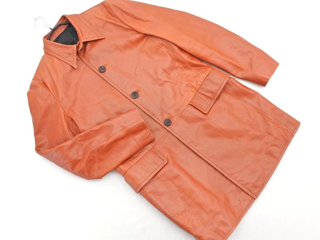 BARNEYS NEW YORK バーニーズ ニューヨーク 山羊革 レザー コート size48 茶 メンズ