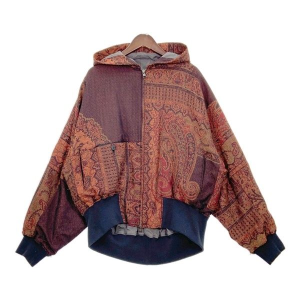 YANTOR ヤントル ペイズリー ジャガード ブルゾン ジャケット フーディー Y215BL02 ウール メンズ Mサイズ ブラウン系 アウター DM17267