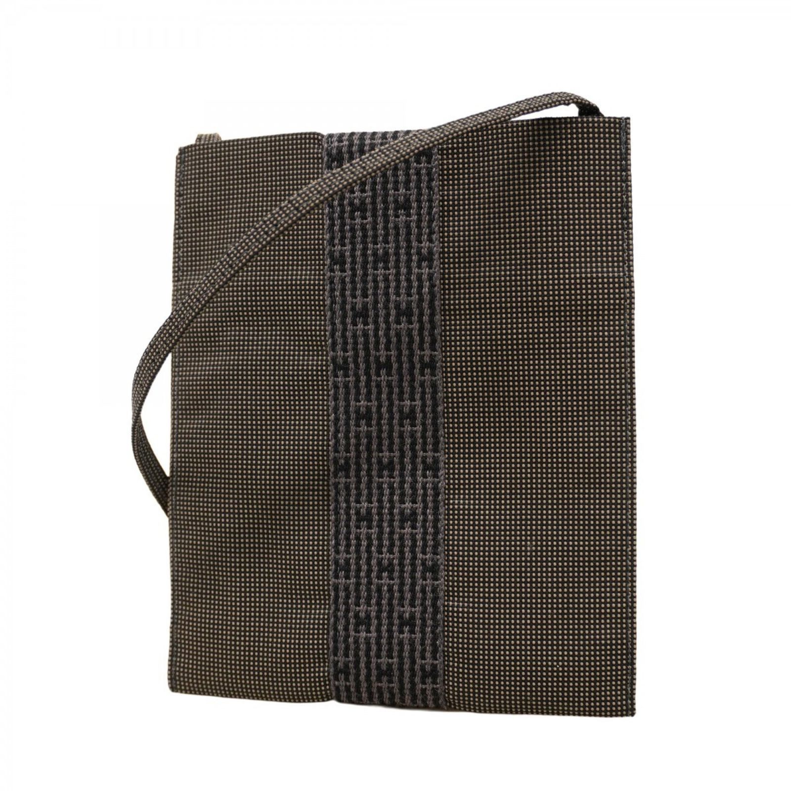 エルメス Hermes エルメス ショルダーバッグ エールラインポシェット キャンバス ブラックレディース