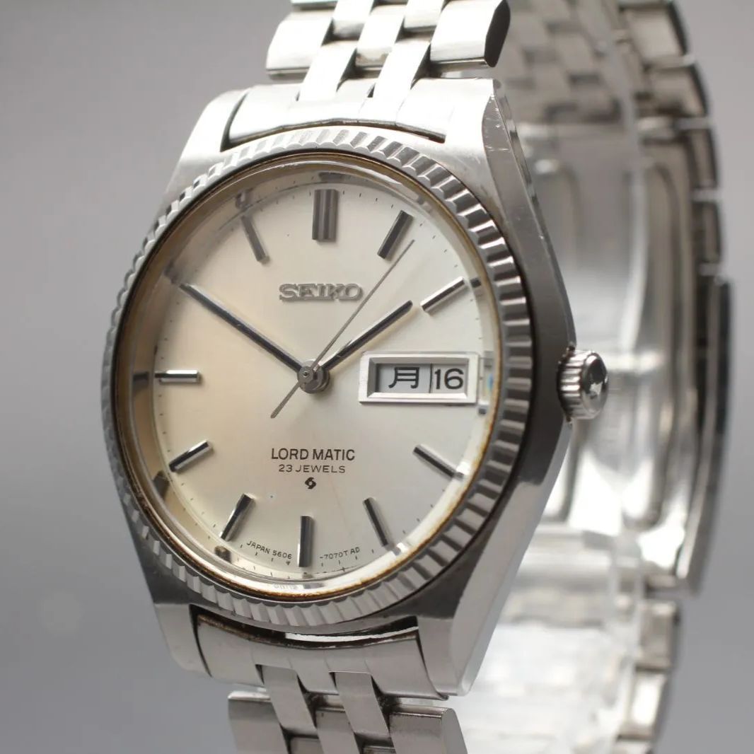SEIKO ロードマチック 5606-7080 メンズ腕時計 自動巻き シルバー ヴィンテージ 使用感あり
