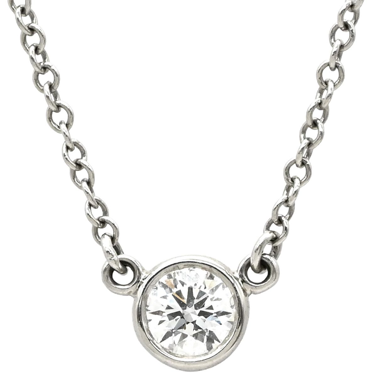 ティファニー Tiffany - Co ネックレス バイザヤード シングルダイヤモンド ペンダント Pt950 ダイヤモンド プラチナシルバー Pt T-Co. 1石 エルサペレッティ