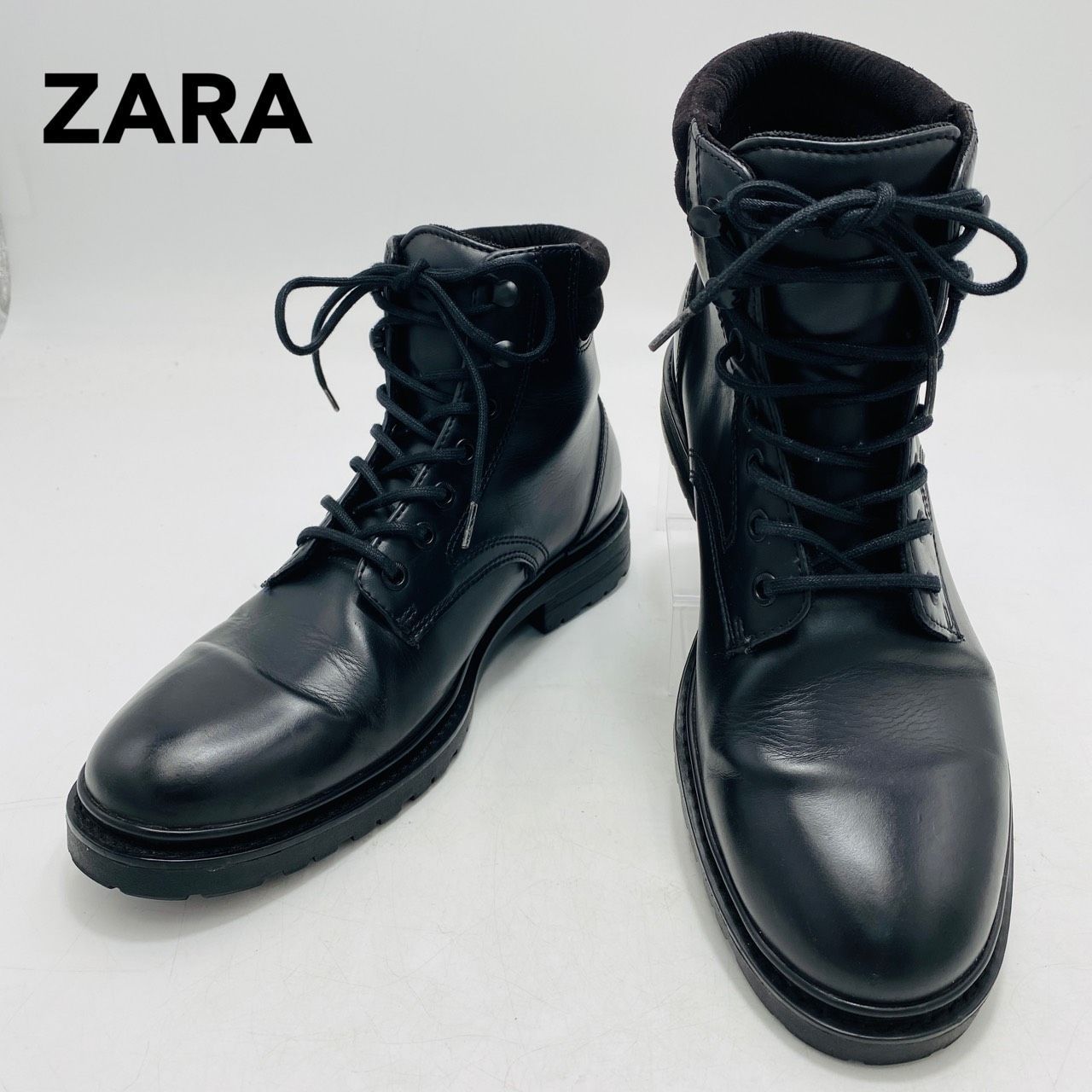 ZARA ワークブーツ トラックソール 42 ブラック メンズ ザラ レース