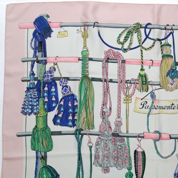 エルメス HERMES カレ90 Passementerie 飾り紐 タッセル 大判スカーフ シルク100％ 72242