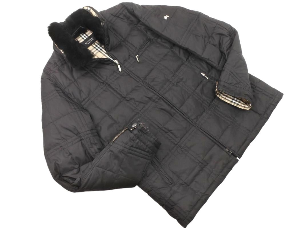 BURBERRY バーバリー BLACK LABEL ブラックレーベル ラビットファー ダウン ジャケット sizeM 黒 メンズ