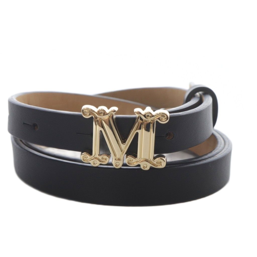 マックスマーラ MAX MARA MGRAZIATA25 ナロー レザーベルト L 80 ブラック YO2