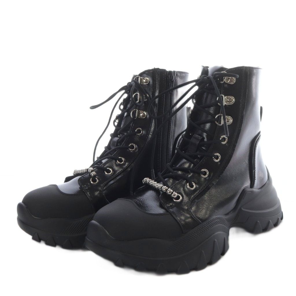 アメリヴィンテージ Ameri VINTAGE 24 AW LADY BOOTS ブーツ ショート プラットフォーム レースアップ フェイクレザー S ブラック YO 1