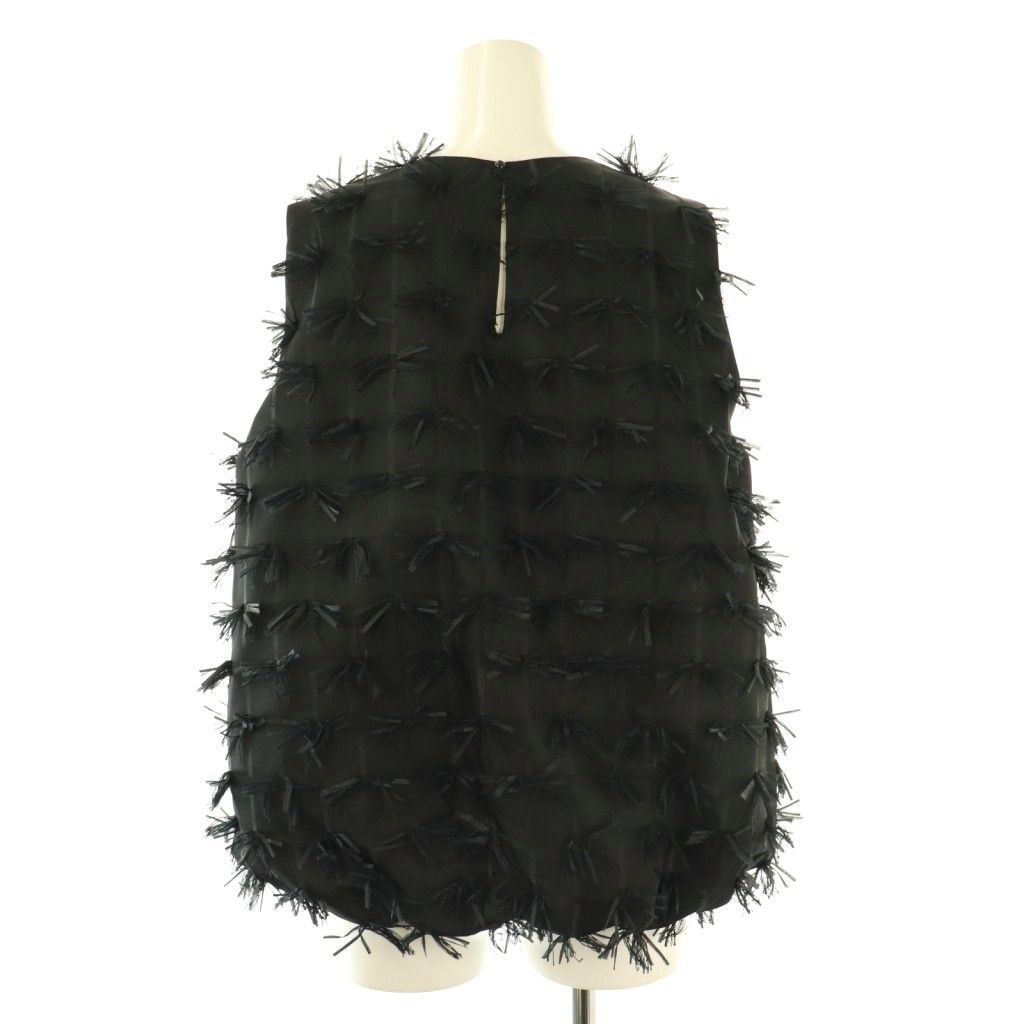 プレインピープル PLAIN PEOPLE カットテープジャガードバルーンシルエットブラウス ノースリーブ 9 ブラック ES OS