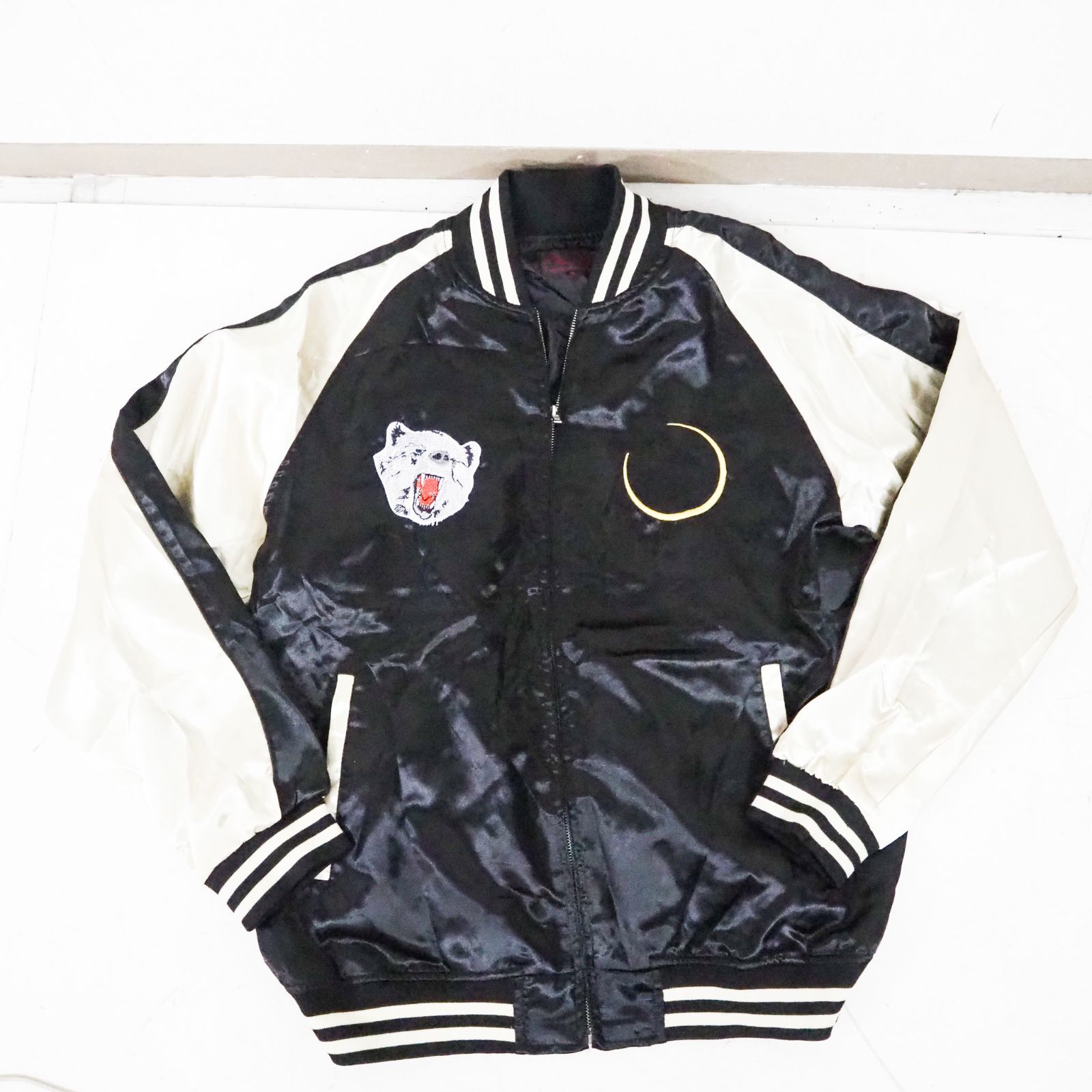 CO5163 一心如来 スカジャン 熊 吹雪 三日月 サイズ3L XXL 白熊 和柄