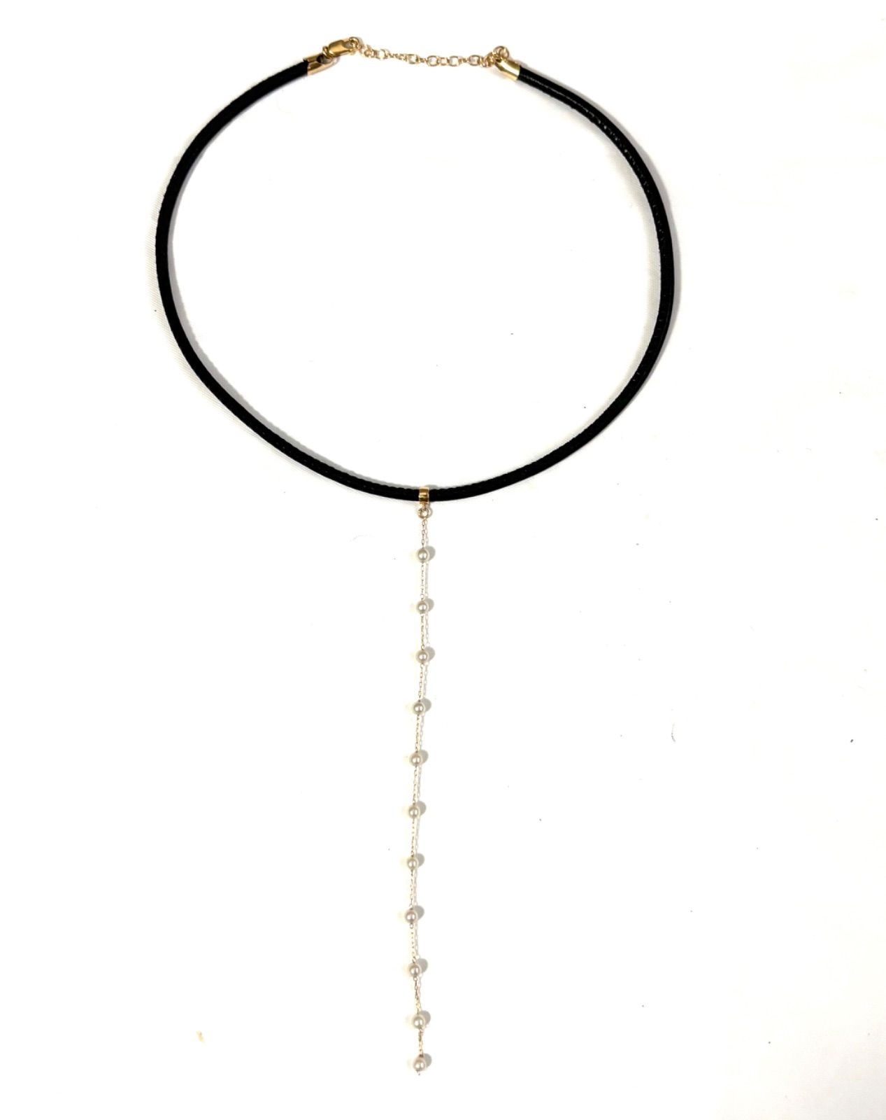 美品 MIZUKI ミズキ 14K 585 パール レザー チョーカー ラリエット 