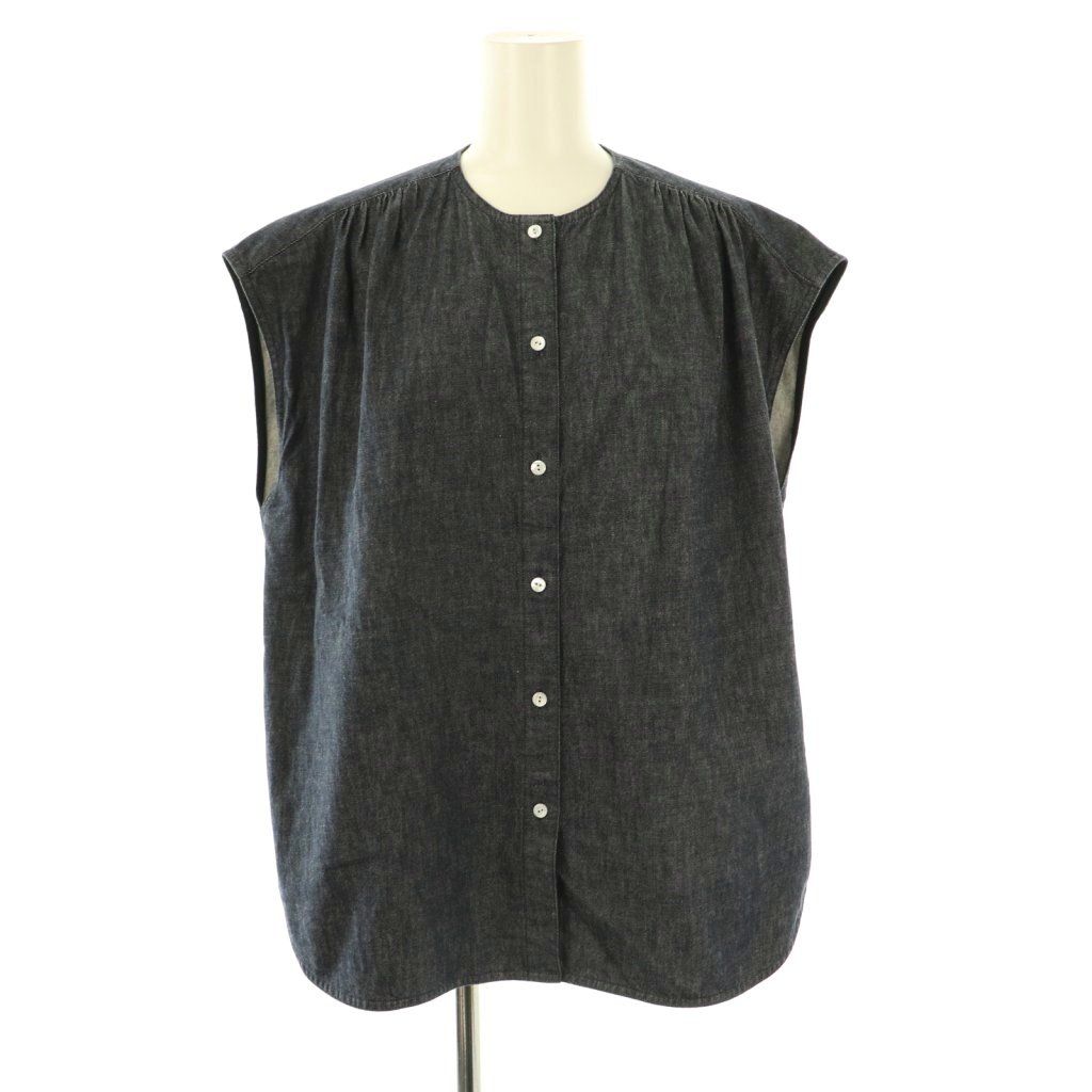 ドゥロワー Drawer サマーノースリーブブラウス シャツ デニム ノースリーブ インディゴ ES OS