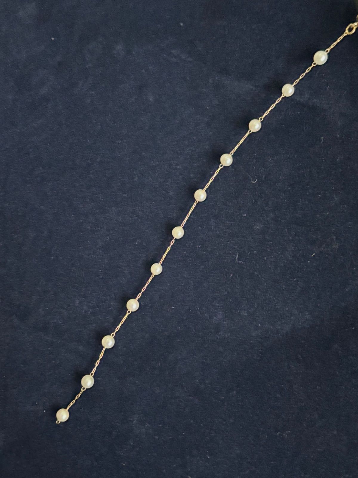 美品 MIZUKI ミズキ 14K 585 パール レザー チョーカー ラリエット 
