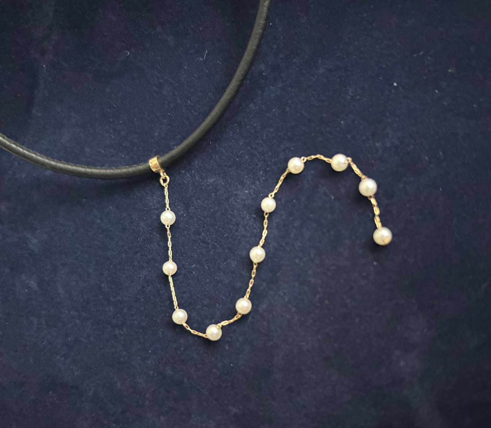 美品 MIZUKI ミズキ 14K 585 パール レザー チョーカー ラリエット 