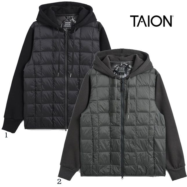 タイオン ダウン メンズ レディース 体温 ベーシック Wジップ スウェットスリーブ ダウンパーカー TAION-106WZSW ユニセックス UNISEX