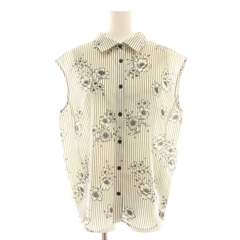 イエナ IENA ストライプフラワー セットアップ シャツ フ スカート ロング 36 オフホワイト ブラック DF OS