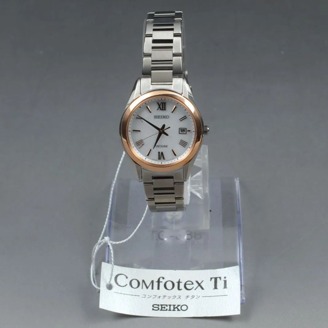 SEIKO エクセリーヌ 1B32-0AC0 レディース腕時計 ソーラー 白文字盤 美