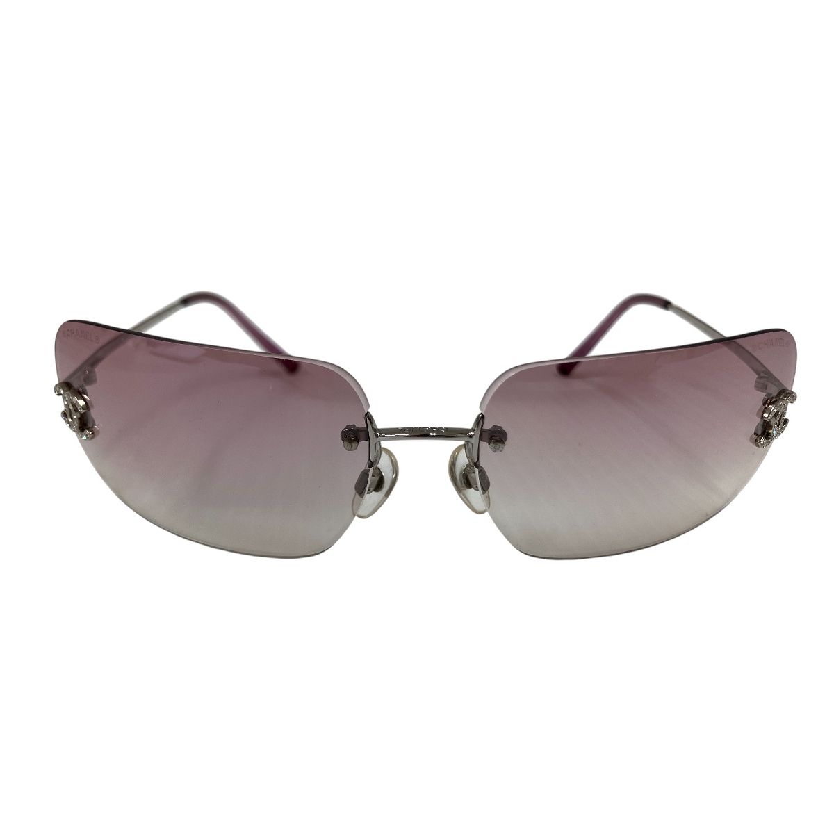 CHANEL シャネル サングラス 4017-D ラインストーン ココマーク c.124 58 62 17 120 リムレス フチなし グレーグラデーション レディース アイウェア