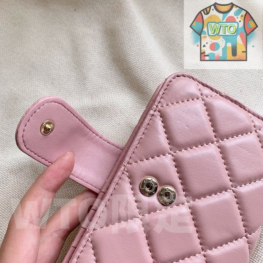  シャネル ウォレット 12001 ブラック＆ピンク 最新モデル -WTO輸入-IFX 04 三つ折り財布 折り財布